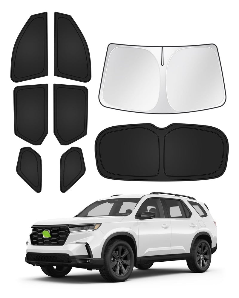 Canvcle Sunshades for 2023-2025 Honda Pilot Accessories Windshield Sun Shade Side Rear Window Shade Cover Sun Visor Shield Privacy Protection Keep Vehicle Cool Black 8PCS - Image 1
